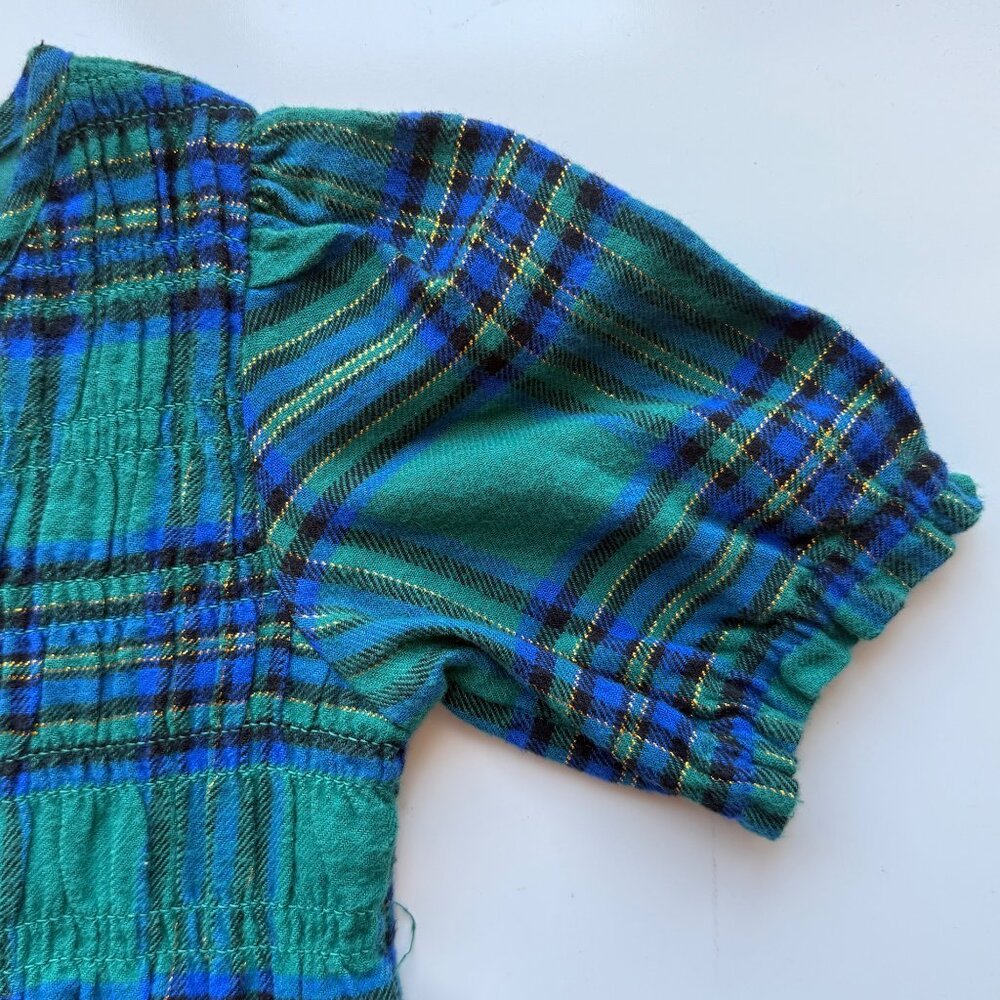 Cat & Jack Green & Blue Plaid Smocked Short Sleeve Dress Girls Size 5T NWOT - Picture 6 of 8